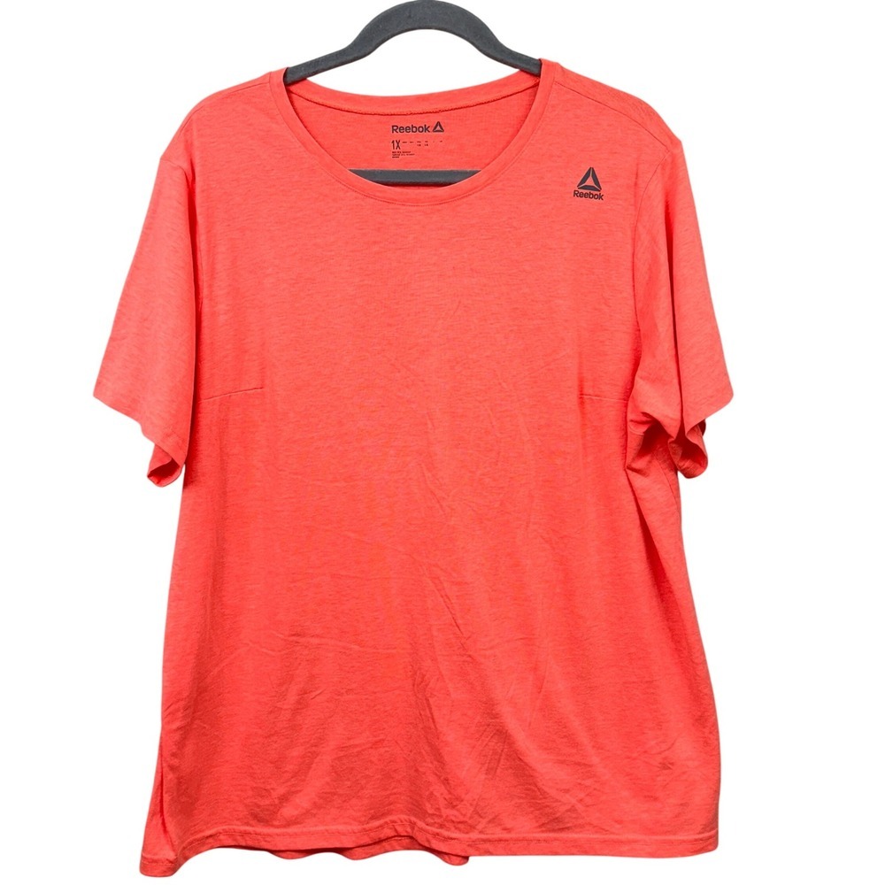 Reebok Women Active T-Shirt Top Round Neck Short Sleeve Athletic Orange Sz 1X*